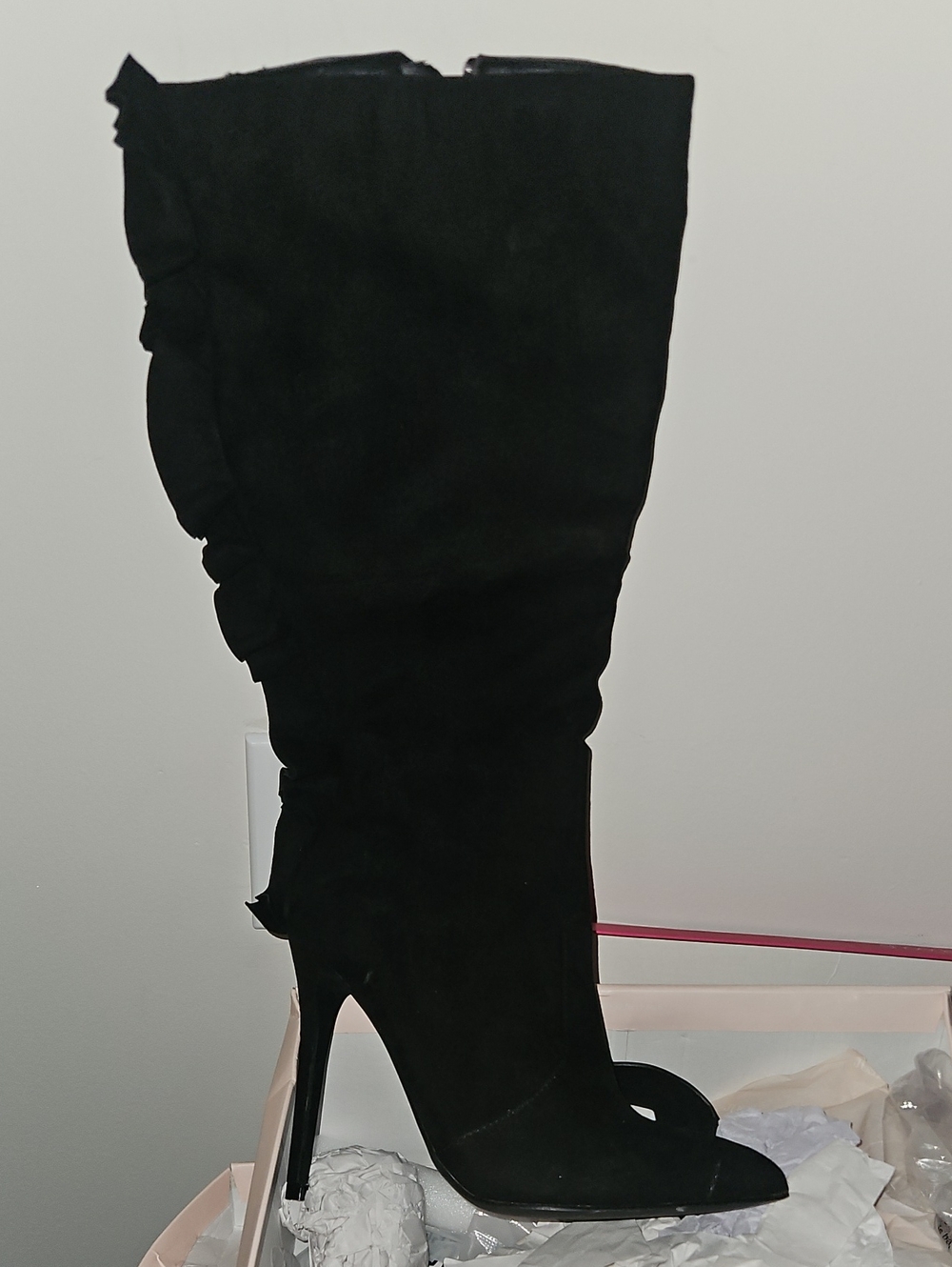 Noelle Black Knee-High Stiletto Boots